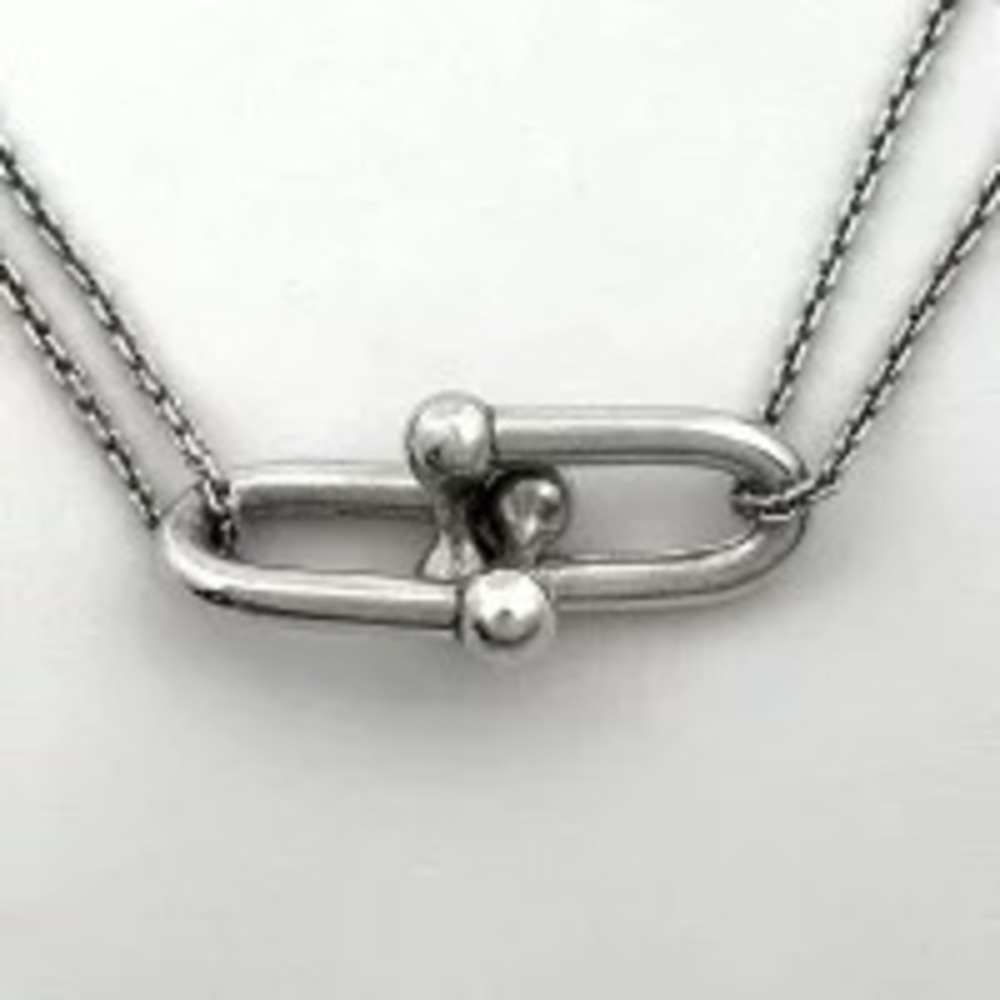 Tiffany Co Double Link Necklace Pendant Sterling Silver